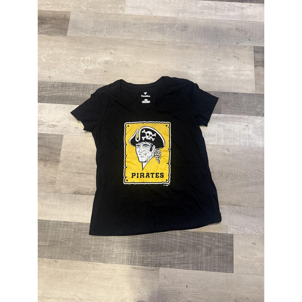 Pittsburgh Pirates Shirt Womens Large Black Yellow MLB Baseball Fanatics Tee
